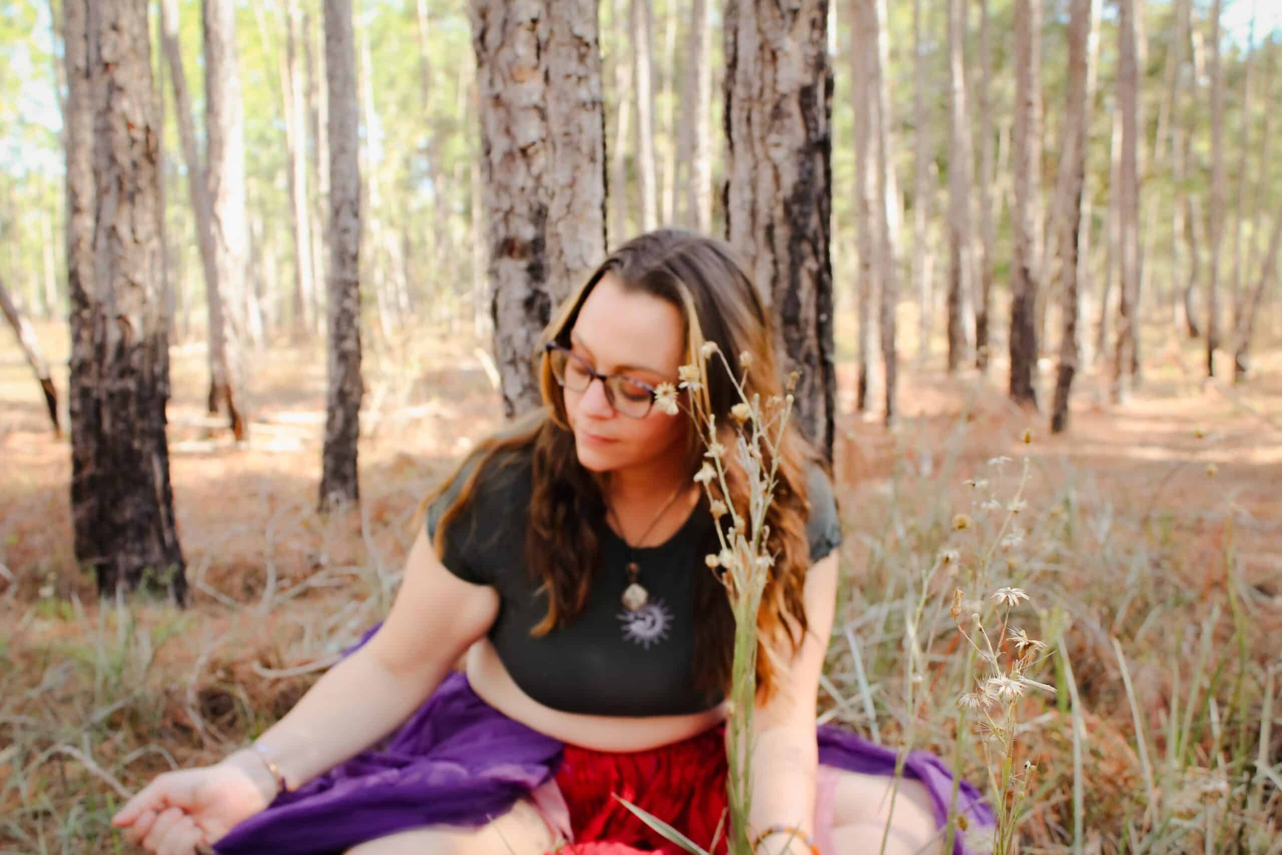 A quiet moment of presence in a Florida pine forest